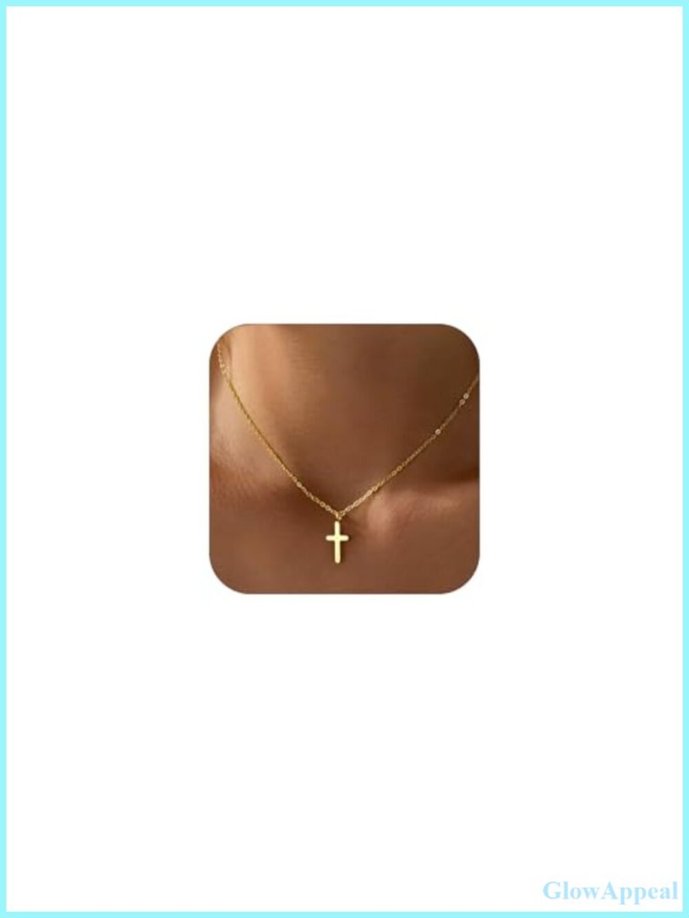 18K Real Gold Plated Cross Necklace Dainty Minimalist 16in